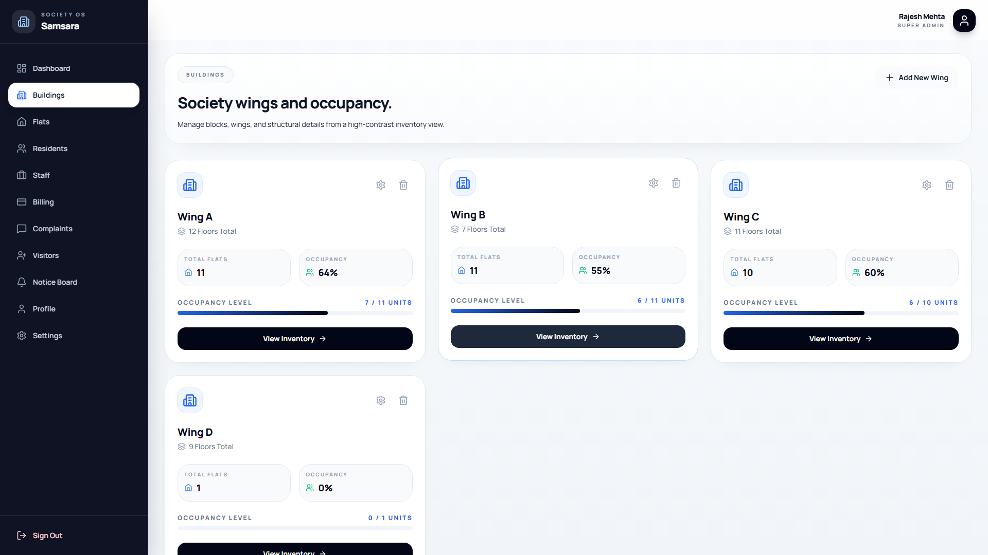 Samsara buildings screen